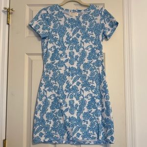 Sail to Sable T Shirt Dress Blue and White Floral